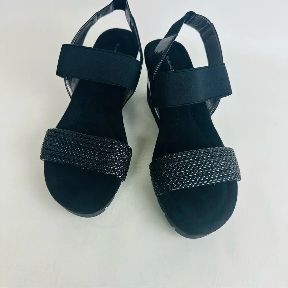 Bandolino Womens Sandals Shoes Black Wedge Slip On‎ Open Toe Size 8.5
